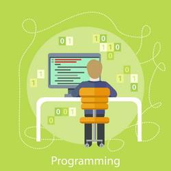 programmer with digital devices on workplace vector image