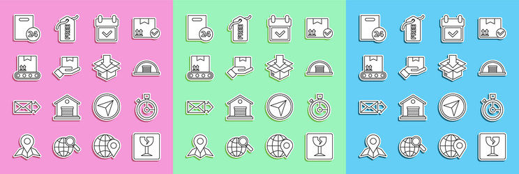 set line fragile broken glass fast time delivery vector image