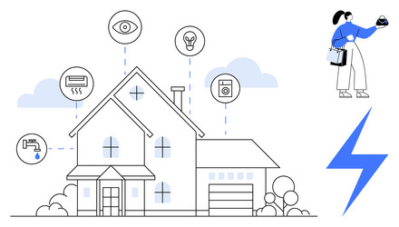 smart home setup with devices controlled vector image