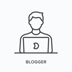 man working on laptop flat line icon vector image