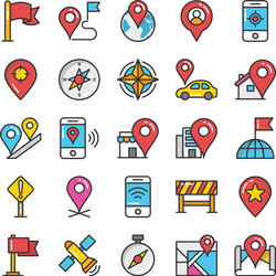 maps and navigation colored icons set 5 vector image