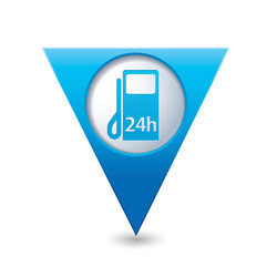 petrol station 24h blue triangular map pointer vector