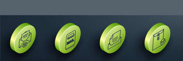 set isometric delete envelope mail box drawer vector image