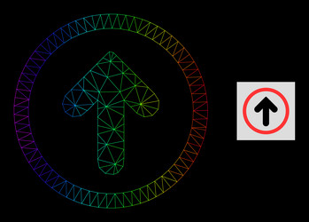 spectral gradiented polygonal mesh up pointer icon vector image