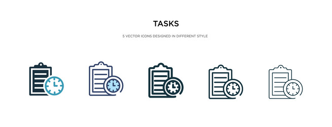 Tasks icon in different style two colored vector