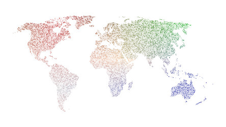 World map created from color dots vector