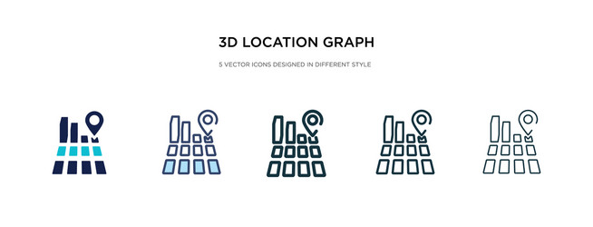 3d location graph icon in different style two vector