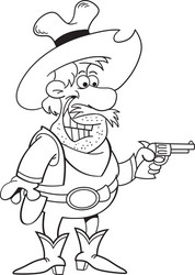 Cartoon cowboy shooting a gun with sign Royalty Free Vector