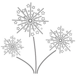 fireworks with stars line icon exploding vector image