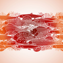 Graphic ocean fish border Royalty Free Vector Image