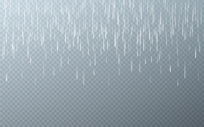 Rain drops on transparent background falling vector