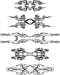 set decorative elements hand-drawn ink and brush vector