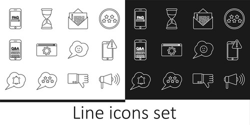 set line megaphone mobile with exclamation mark vector image