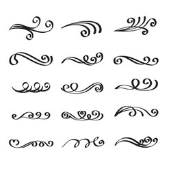 Swirly line curl patterns isolated on white vector