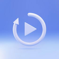 3d video play button like simple replay icon vector image