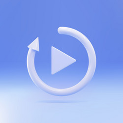 3d video play button like simple replay icon vector