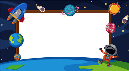 border template with planets in space background vector image
