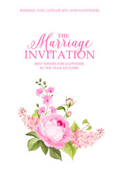 Romantic Floral Wedding Invitation Vector Image