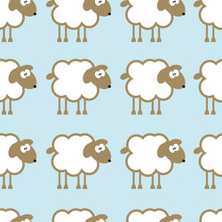 seamless pattern with sheep on blue background vector image