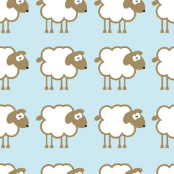 seamless pattern with sheep on blue background vector