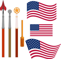 American flags spare poles and tassel set vector