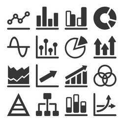 Diagram and graphs related icons set vector