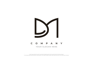 Minimal letter dm logo design template Royalty Free Vector