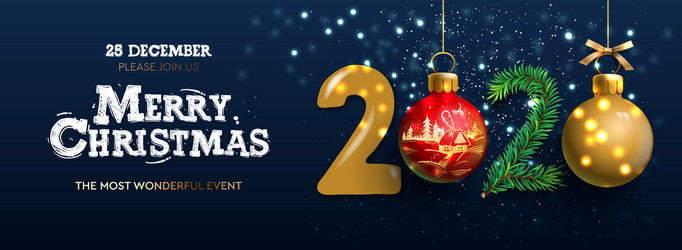 merry christmas and happy new year 2020 banner Vector Image