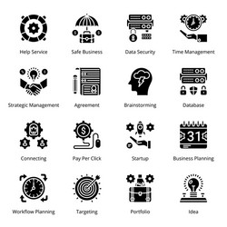 Seo business marketing glyph icons - solid vector