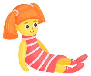 soft doll cartoon icon child sock toy vector