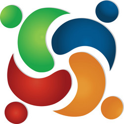Teamwork happy group logo Royalty Free Vector Image