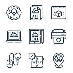 design thinking line icons linear set quality vector image