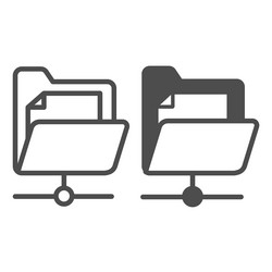 document folder and network connection file line vector image
