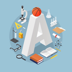 isometric school concept vector