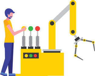 operator with robotic hand machine icon vector image