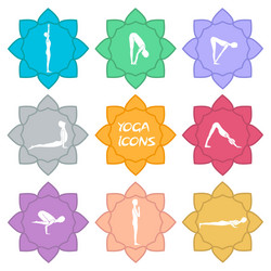 Yoga icons flat design vector