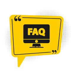 black computer monitor and faq icon isolated vector image