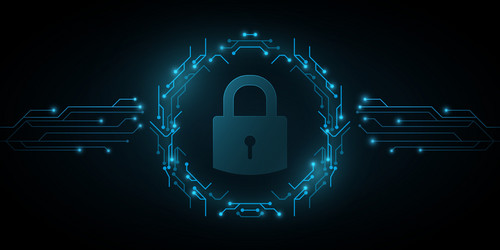 lock icon in frame circuit computer board vector