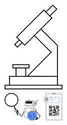 microscope with ai robot analyzing digital payment vector image