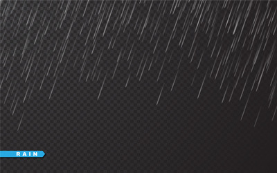 rain drops on transparent background falling vector