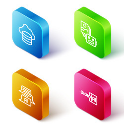 set isometric line cloud database artificial vector image