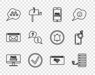 set line monitor with faq information server vector image