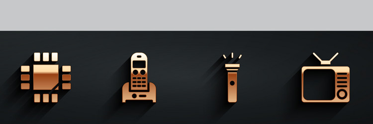 set processor with microcircuits cpu telephone vector image