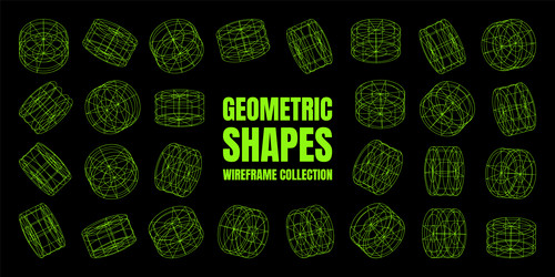 wireframe lined shapes perspective mesh 3d grid vector image