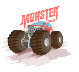 Big red monster truck vector