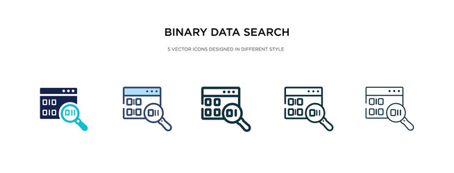 binary data search icon in different style two vector