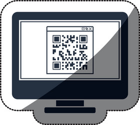 isolated qr code and computer design vector image