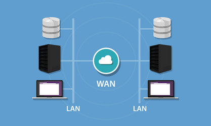 networking with wan and lan connectivity local vector image