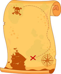 Old map scroll pirate antique treasure map Vector Image
