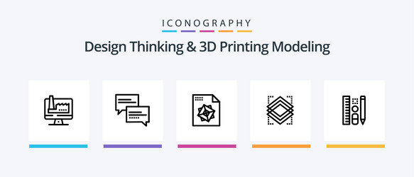 design thinking and d printing modeling line 5 vector image
